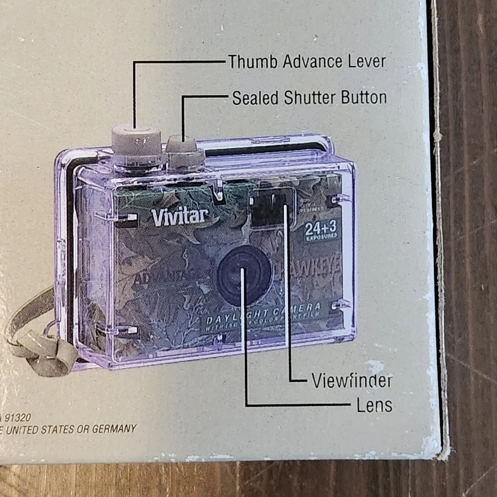 Vtg 90s Vivitar Hawkeye Waterproof Camera Single Use -Hunting - Brand New In Box